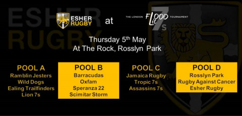 Esher Rugby 7s at 'THE LONDON FLOOTLIT 7S' - Thursday 5th May at The Rock, Rosslyn Park